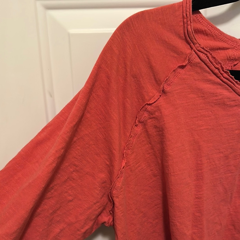 Relaxed Pink/Coral 3/4 Sleeve Oversized Tunic - Picture 3 of 7